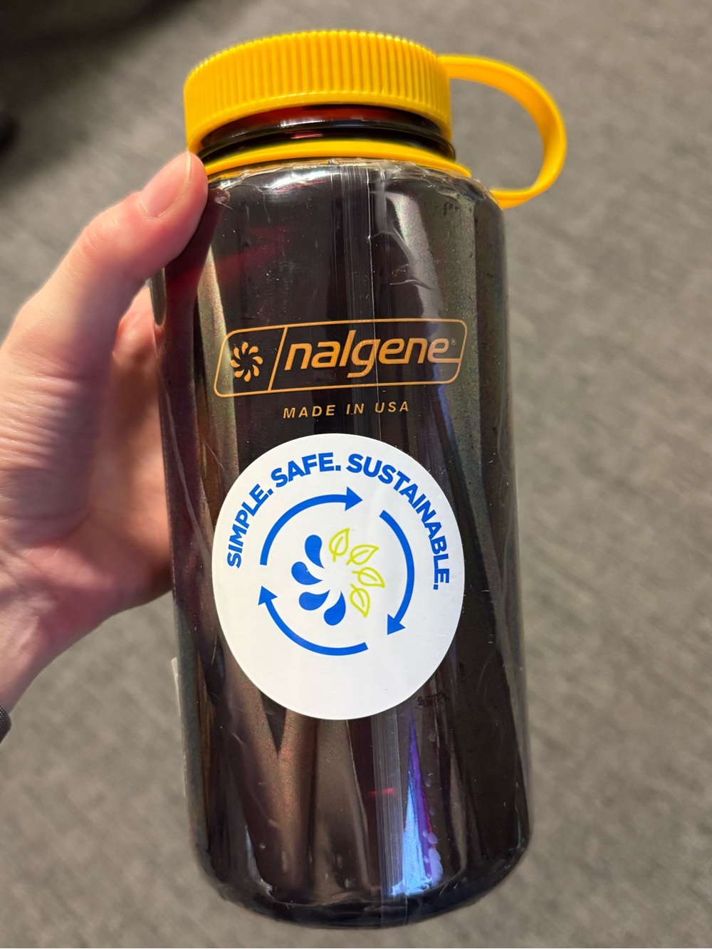 Nalgene Yellow Lid BWater Bottle - Durable BPA-Free, 32 oz